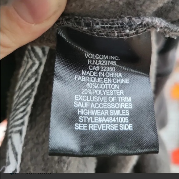 VOLCOM Cotton Blend Striped Graphic Hoodie - Picture 9 of 10